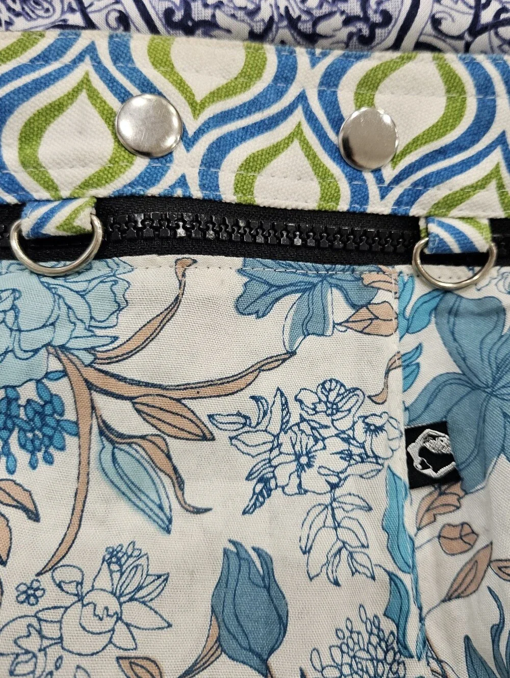 Zand Amsterdam Reversible Wrap Skirt Cotton Adjustable Blue Mandala Aqua Floral